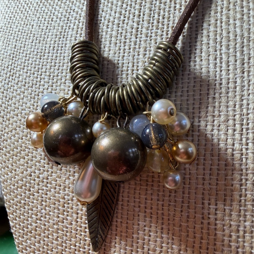Chic Gold and Bronze Beaded Necklace